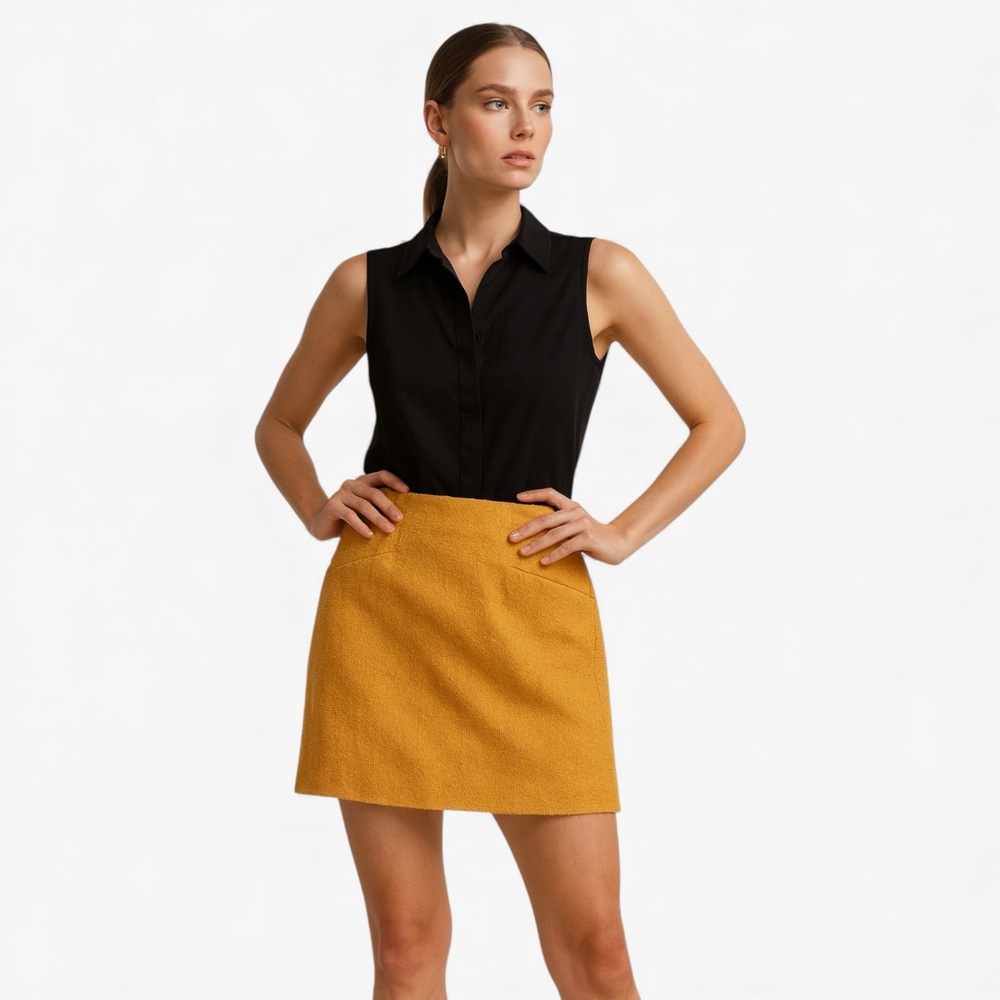 Outback Red Mustard Textured Mini Skirt Size 6